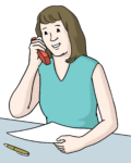 Illustration Frau am Telefon